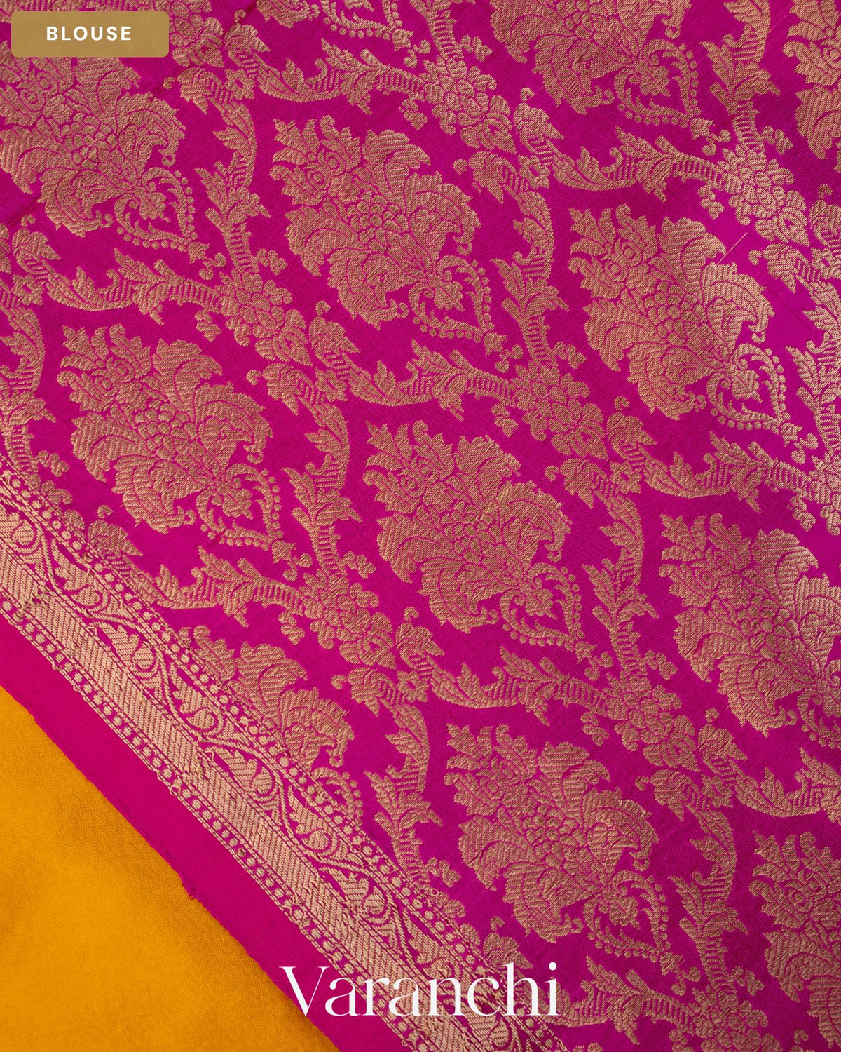 Amber Yellow Pure Katan Silk Handloom Saree — Blouse
