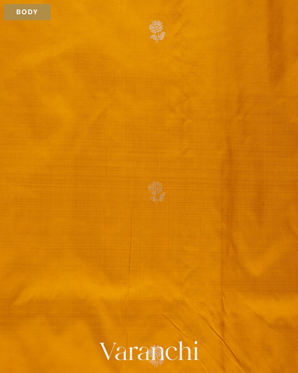 Amber Yellow Pure Katan Silk Handloom Saree — Body