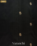 Jet Black Pure Katan Silk Handloom Saree — Body