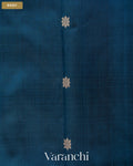 Peacock Blue Pure Katan Silk Handloom Saree — Body