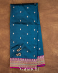 Peacock Blue Pure Katan Silk Handloom Saree — Full Saree