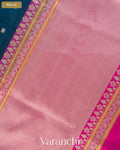 Peacock Blue Pure Katan Silk Handloom Saree — Pallu