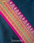 Peacock Blue Pure Katan Silk Handloom Saree — Border