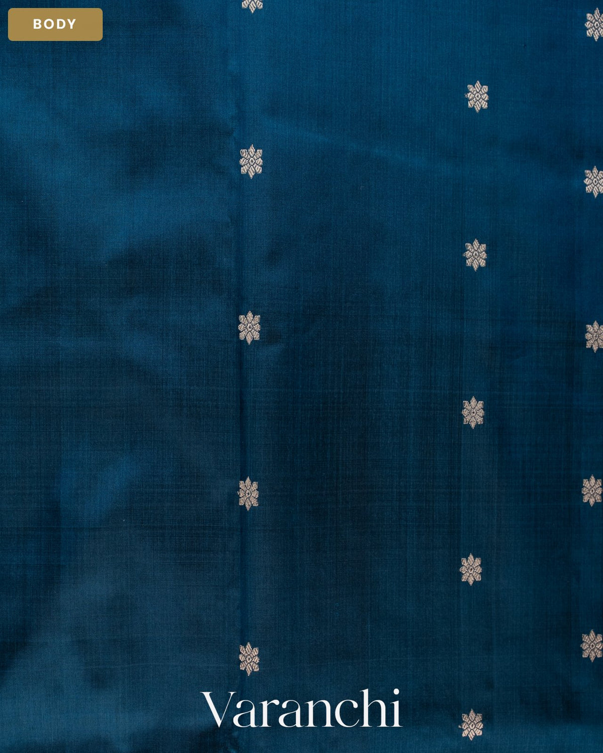 Peacock Blue Pure Katan Silk Handloom Saree — Body