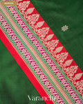 Bottle Green Pure Katan Silk Handloom Saree — Border