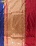 Indigo Blue Pure Katan Silk Handloom Saree — Pallu