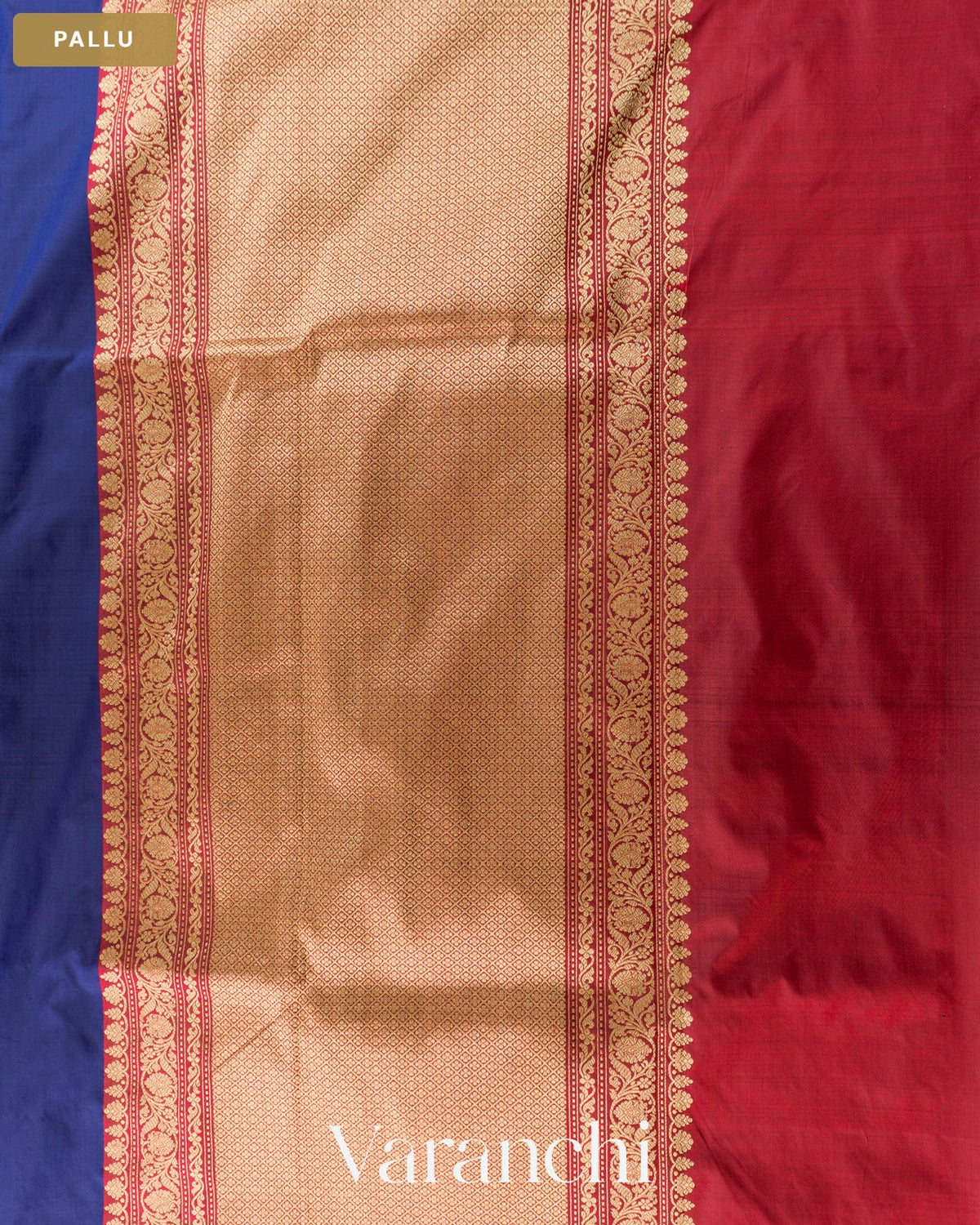 Indigo Blue Pure Katan Silk Handloom Saree — Pallu
