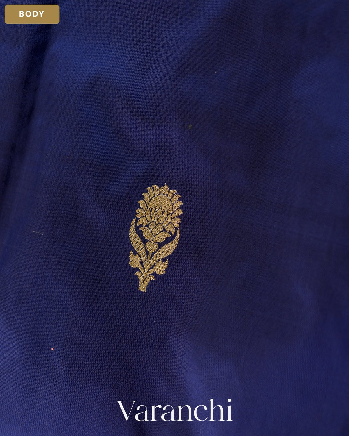 Indigo Blue Pure Katan Silk Handloom Saree — Body