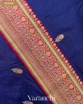 Indigo Blue Pure Katan Silk Handloom Saree — Border