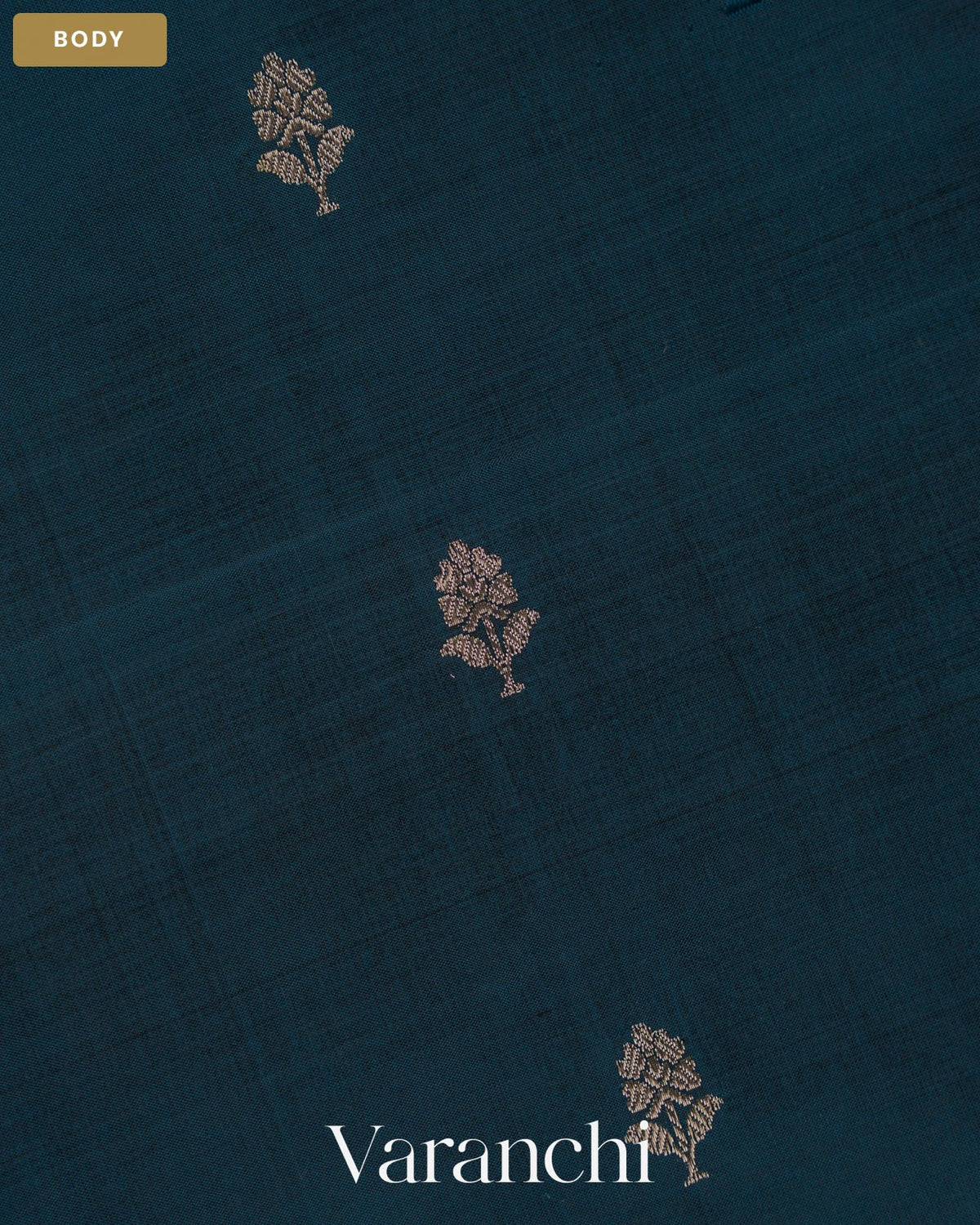 Sapphire Blue Pure Katan Silk Handloom Saree — Body