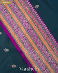 Sapphire Blue Pure Katan Silk Handloom Saree — Border