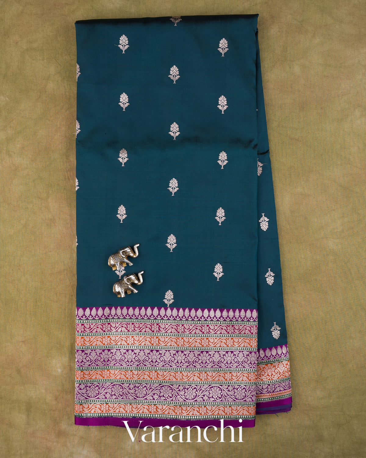 Sapphire Blue Pure Katan Silk Handloom Saree — Full Saree