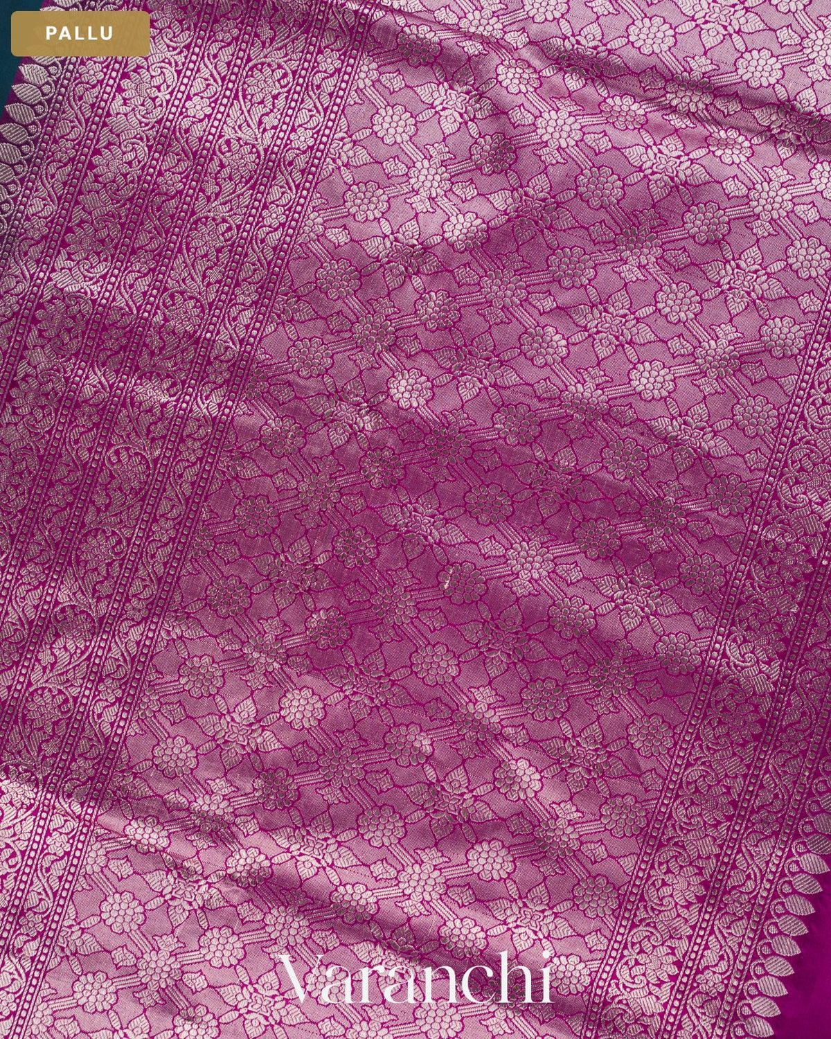 Sapphire Blue Pure Katan Silk Handloom Saree — Pallu
