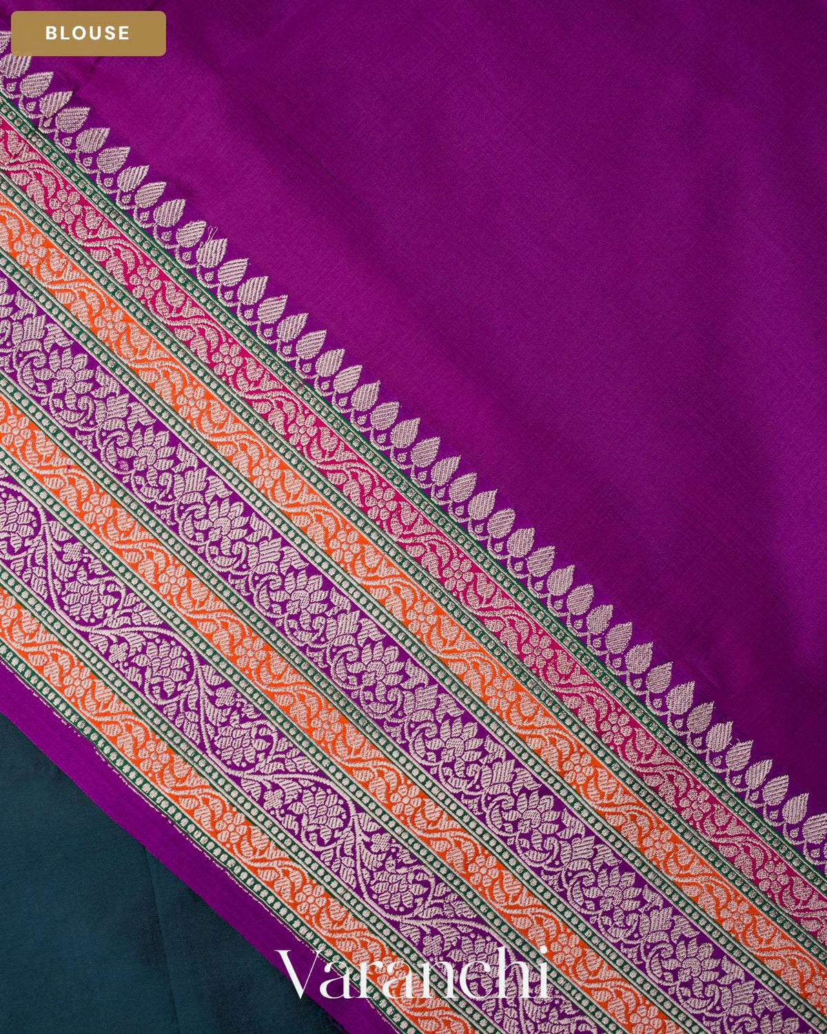 Sapphire Blue Pure Katan Silk Handloom Saree — Blouse