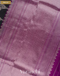 Jet Black Pure Katan Silk Handloom Saree — Pallu