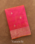 Rose Pink Ombre Dyed Pure Katan Silk Handloom Saree — Folded