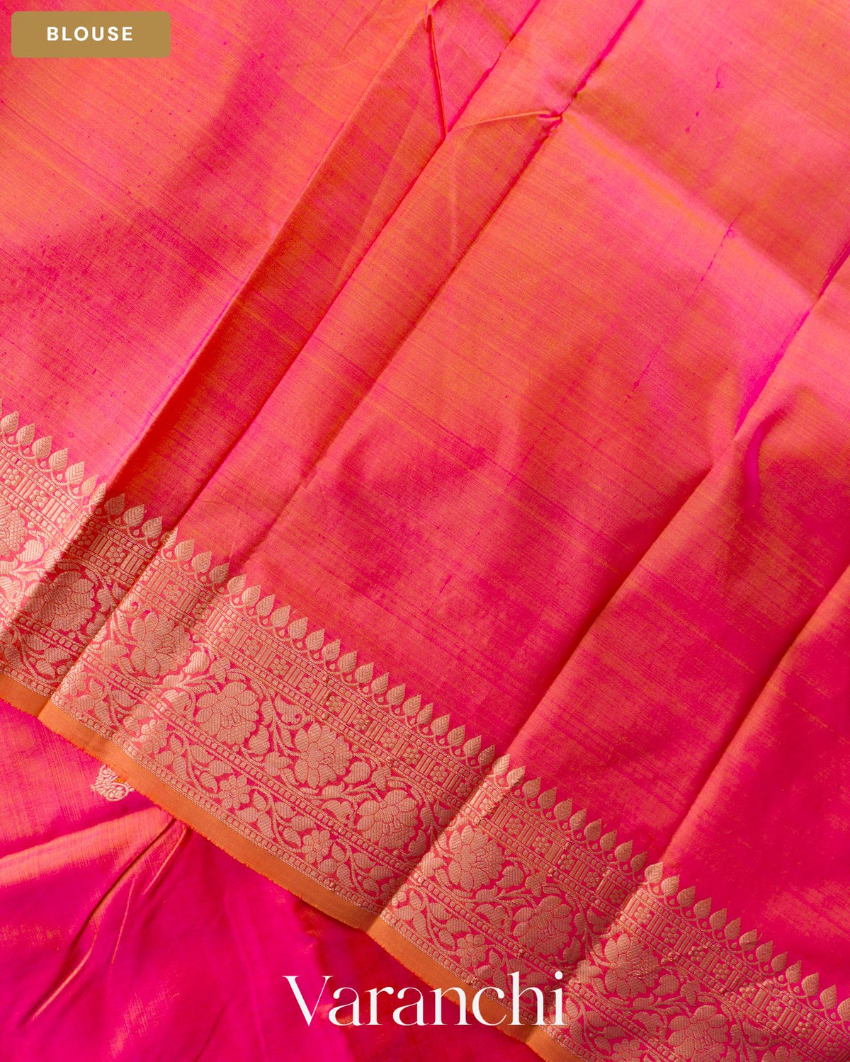 Rose Pink Ombre Dyed Pure Katan Silk Handloom Saree — Blouse