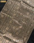 Jet Black Pure Katan Silk Handloom Saree — Pallu