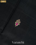 Jet Black Pure Katan Silk Handloom Saree — Body