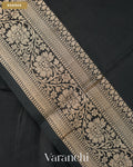 Jet Black Pure Katan Silk Handloom Saree — Border
