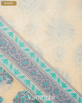 Off- White Jamdani Pure Kora Silk Cotton Saree — Blouse
