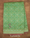 Sage Green Jamdani Pure Kora Silk Cotton Saree — Full Saree