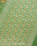 Sage Green Jamdani Pure Kora Silk Cotton Saree — Pallu