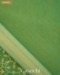 Sage Green Jamdani Pure Kora Silk Cotton Saree — Blouse