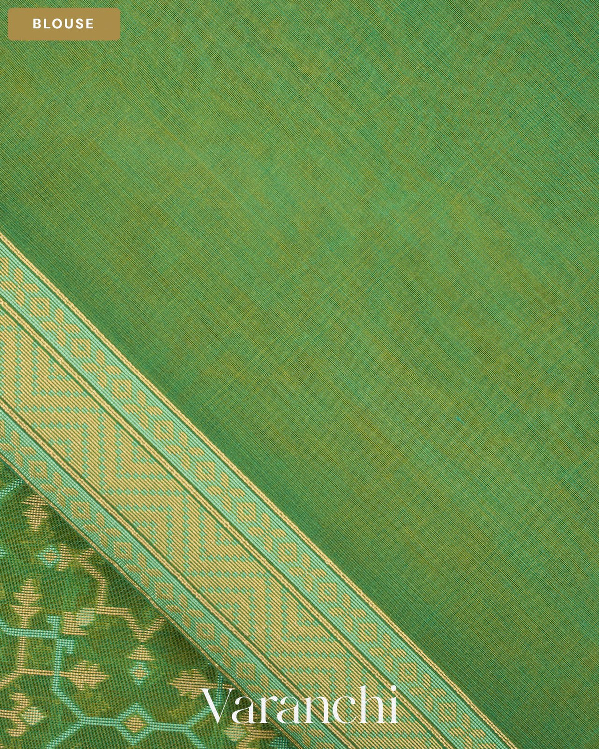 Sage Green Jamdani Pure Kora Silk Cotton Saree — Blouse