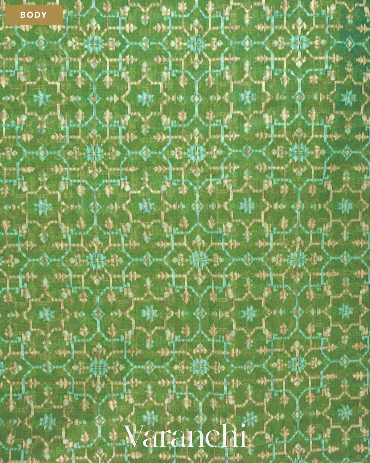 Sage Green Jamdani Pure Kora Silk Cotton Saree — Body