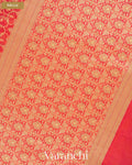 Coral Red Jamdani Pure Kora Silk Cotton Saree — Pallu
