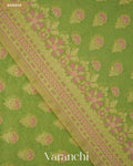 Pista Green Jamdani Pure Kora Silk Cotton Saree — Border