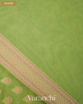Pista Green Jamdani Pure Kora Silk Cotton Saree — Blouse