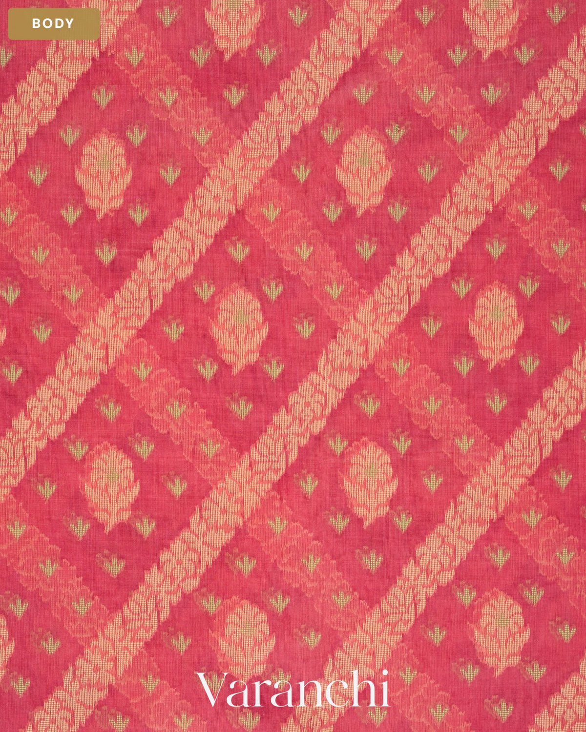 Coral Pink Jamdani Pure Kora Silk Cotton Saree — Body