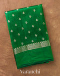Bottle Green Pure Poona Silk Saree — Folded