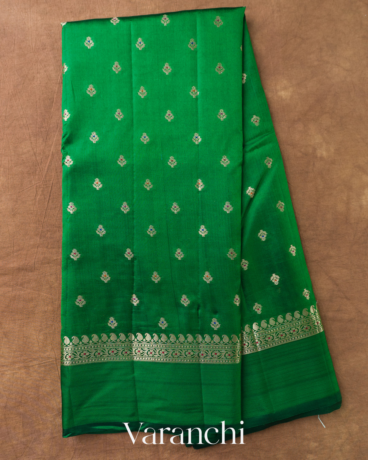 Bottle Green Pure Poona Silk Saree — Full Saree