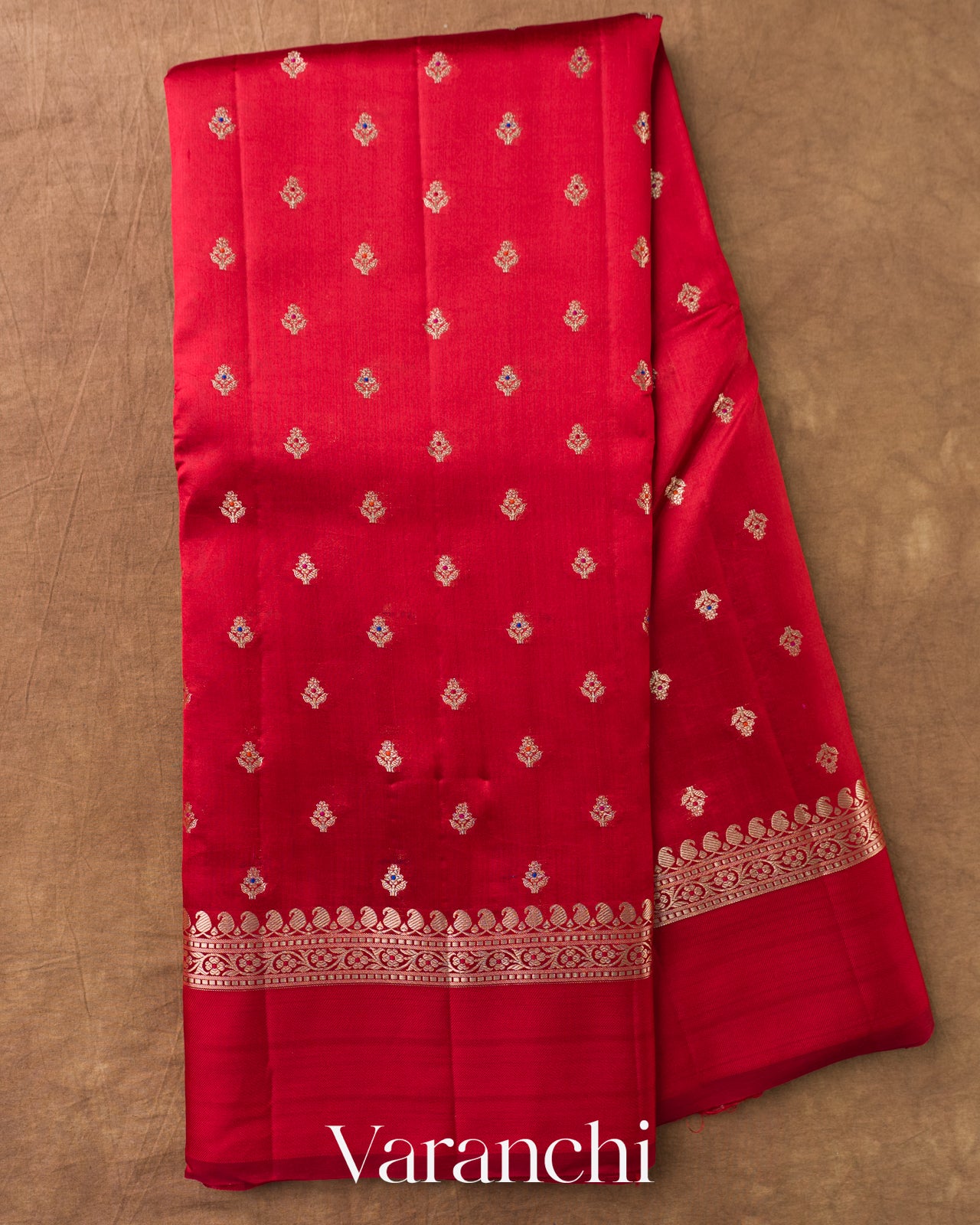 Ruby Red Pure Poona Silk Saree — Full Saree