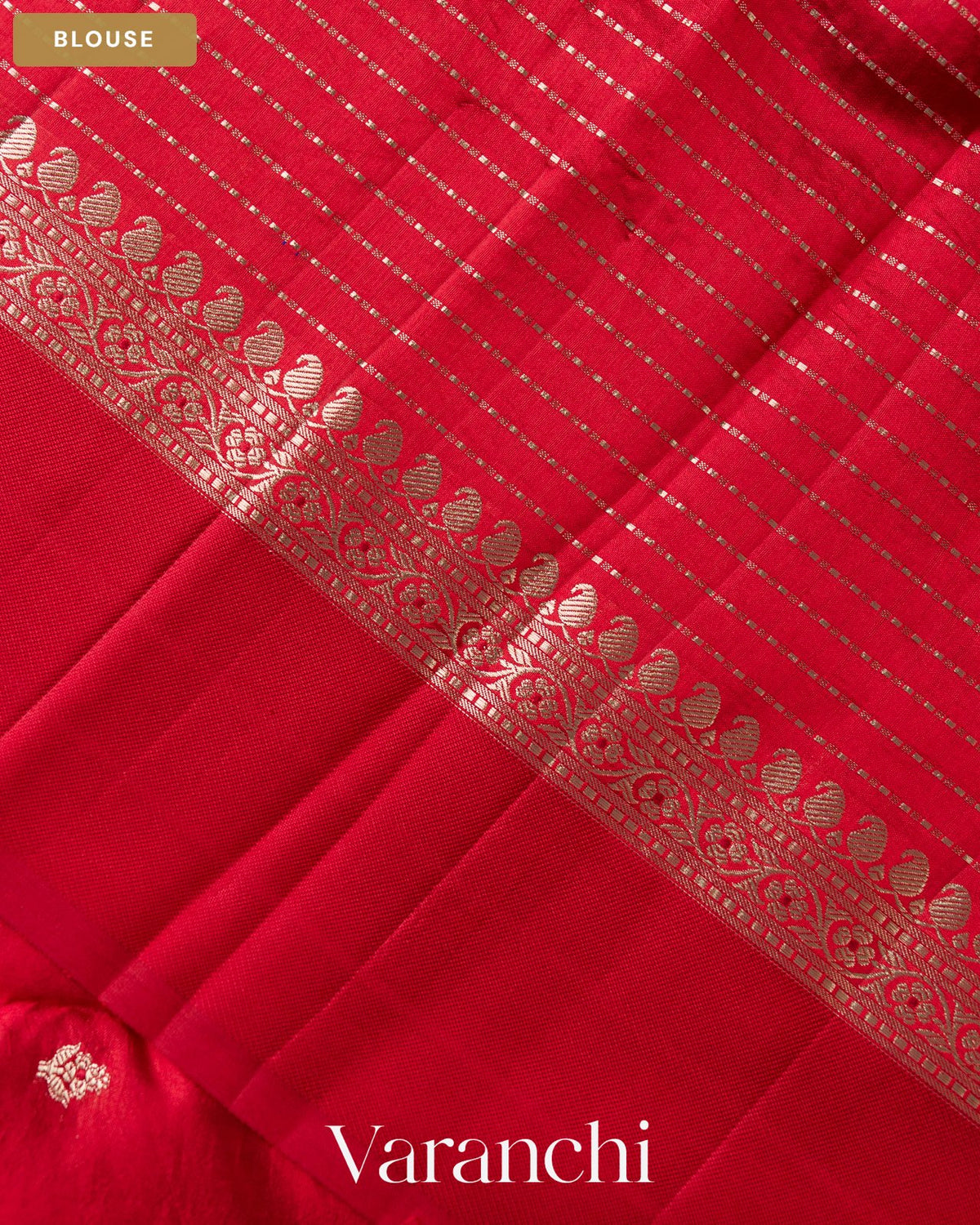 Ruby Red Pure Poona Silk Saree — Blouse