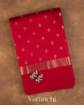 Ruby Red Pure Poona Silk Saree — Folded