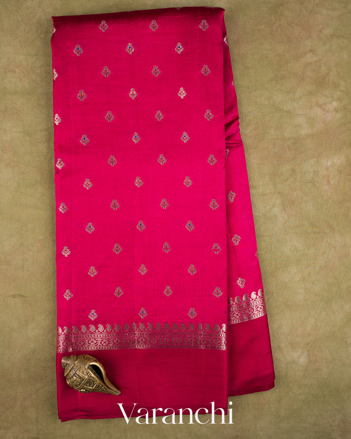 Rani Pink Pure Poona Silk Saree — Full Saree