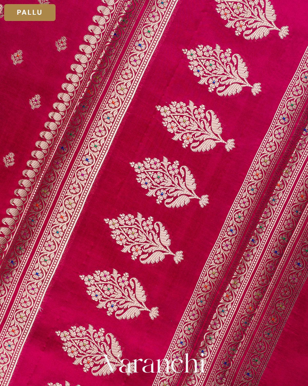 Rani Pink Pure Poona Silk Saree — Pallu
