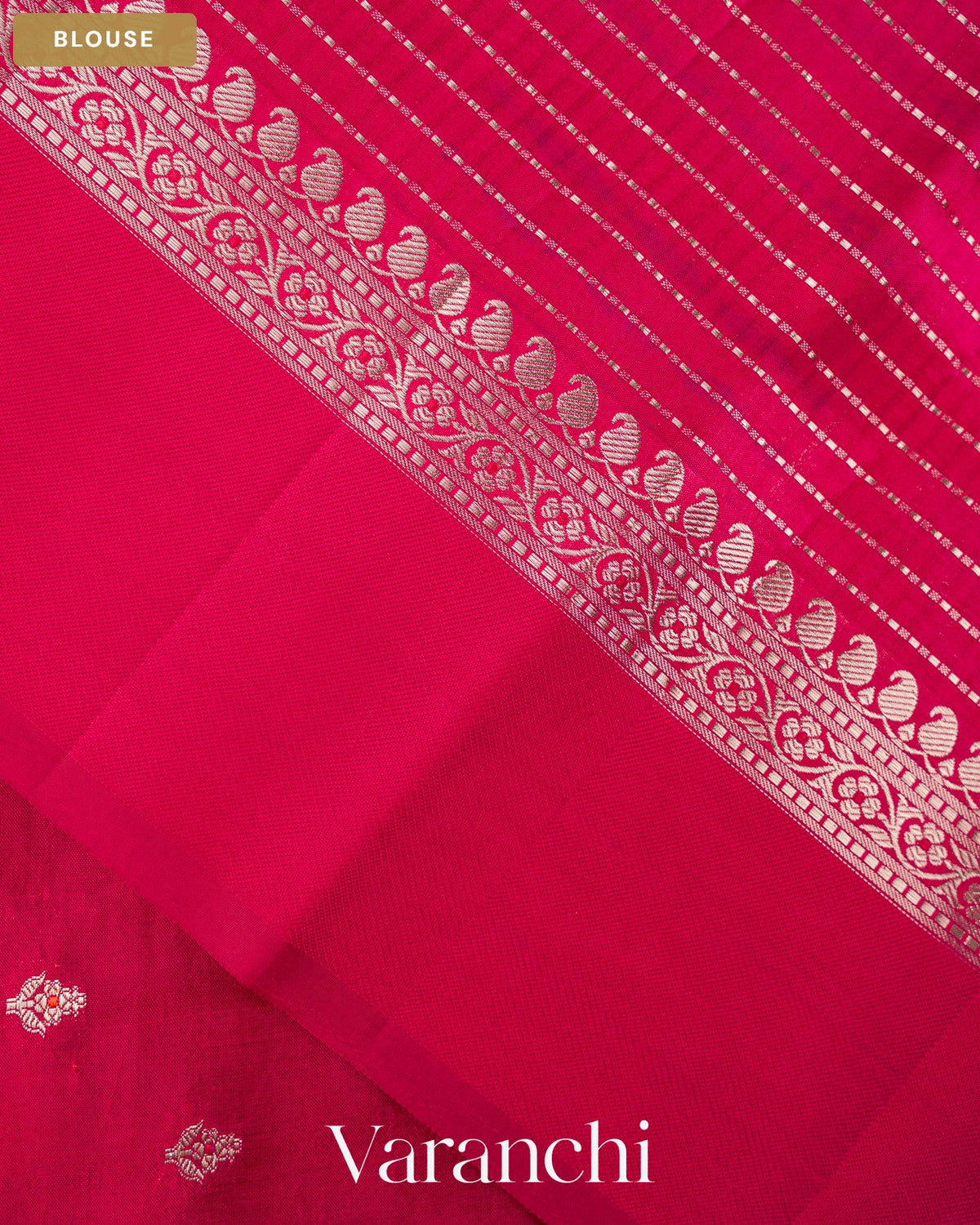 Rani Pink Pure Poona Silk Saree — Blouse