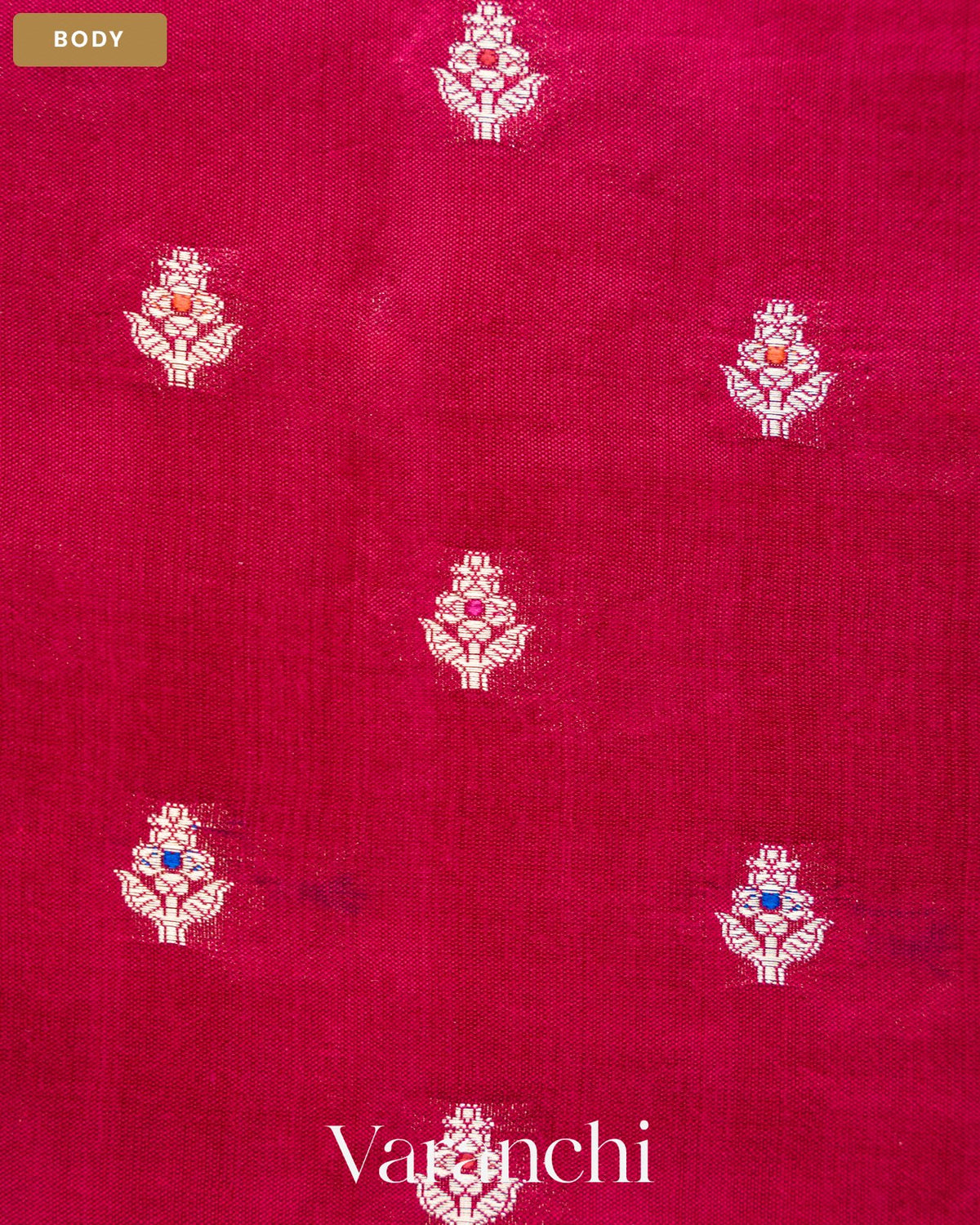 Rani Pink Pure Poona Silk Saree — Body