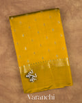 Olive Yellow Pure Poona Silk Saree — Folded