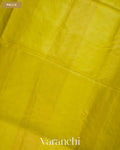 Lemon Yellow Paithani Embroidered Border Pure Tussar Silk Saree — Pallu