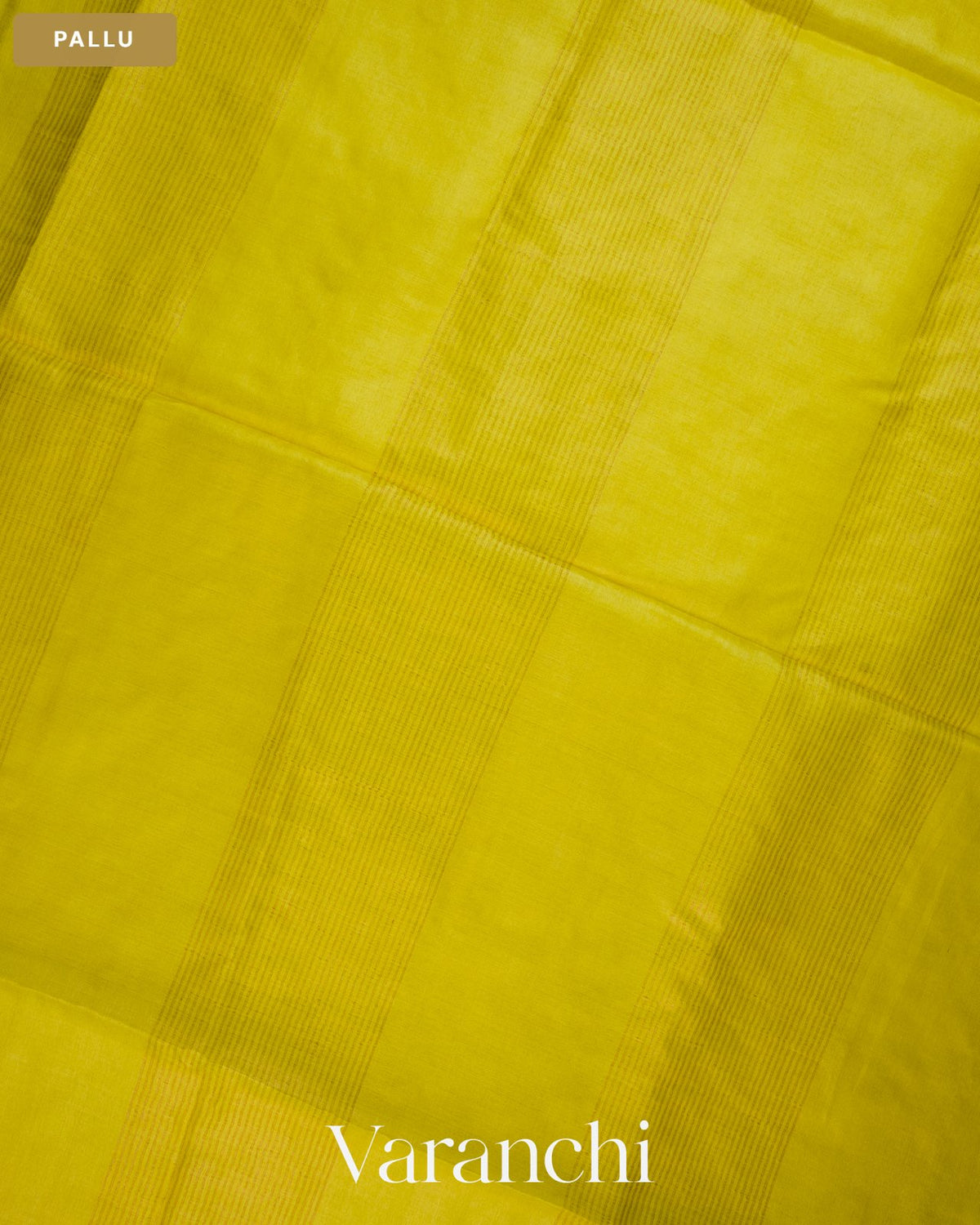 Lemon Yellow Paithani Embroidered Border Pure Tussar Silk Saree — Pallu