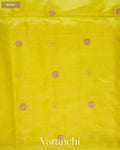 Lemon Yellow Paithani Embroidered Border Pure Tussar Silk Saree — Body