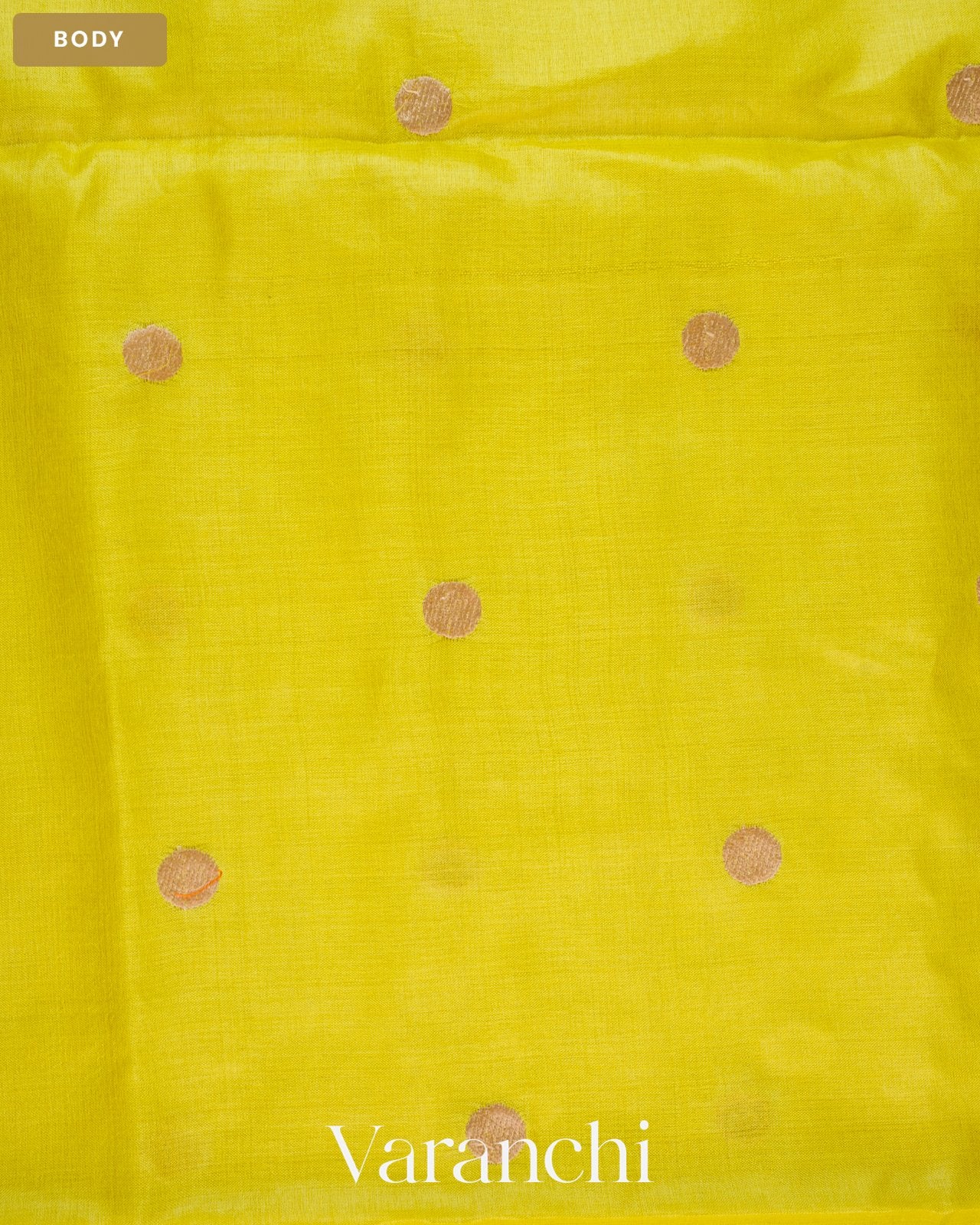 Lemon Yellow Paithani Embroidered Border Pure Tussar Silk Saree — Body