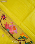 Lemon Yellow Paithani Embroidered Border Pure Tussar Silk Saree — Blouse