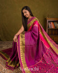 Purple Pure Rajkot Patola Silk Handloom Saree — Draped